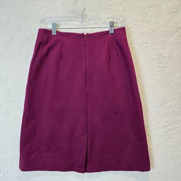 Lands End Knee Length Stretchy Board Skirt Sz 6 Burgundy Wine‎ Red Front Pockets - Picture 3 of 9